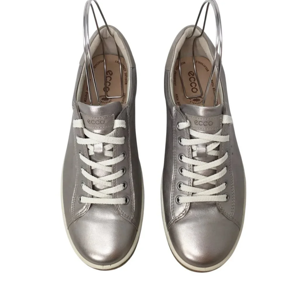 ECCO Chase II Sneakers 41 or US 10/10.5 Leather Lace Up Comfort Bronze Metallic